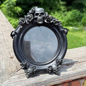 NEW Rachel Zoe Halloween Skull Rose Circular Picture Frame 4x4